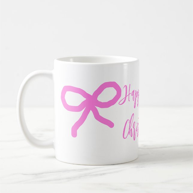 Pastel rosa lila lycklig 1:a julbogen namn da kaffemugg (Vänster)