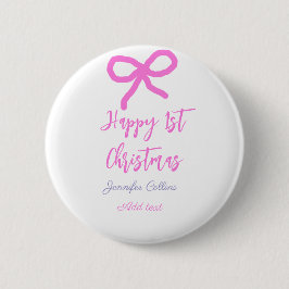 Pastel rosa lila lycklig 1:a julbogen namn da knapp