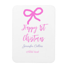 Pastel rosa lila lycklig 1:a julbogen namn da magnet