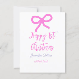 Pastel rosa lila lycklig 1:a julbogen namn da vykort