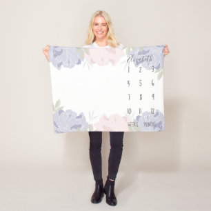 Pastel Rosa & Lila Peonies Blommigt Baby milsten Fleecefilt