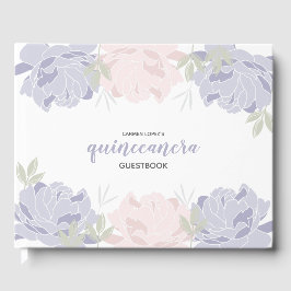 Pastel Rosa & Lila Peonies Quinceanera Guestbook Gästböcker