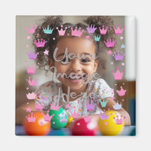 Pastel Rosa Lila Princess Krona Photo Gräns Magnet