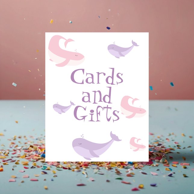 Pastel Rosa Lilac Whale Cards and Gifts Poster (Skapare uppladdad)