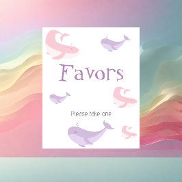 Pastel Rosa Lilac Whale Favors Poster