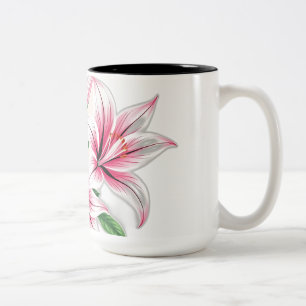 Pastel Rosa Lilies with Art Deco Stil Två-Tonad Mugg
