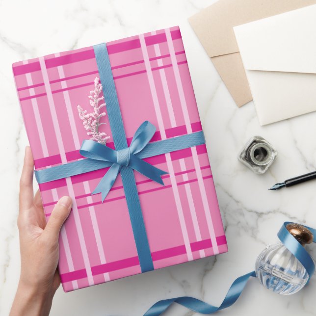 Pastel Rosa Linjer Enkel rengöring Presentpapper (Gifting)