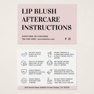 Pastel Rosa Lip  Lip Tattoo Efterbehandlingskort Visitkort