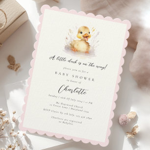 Pastel Rosa Little Anka Baby Shower Inbjudningar