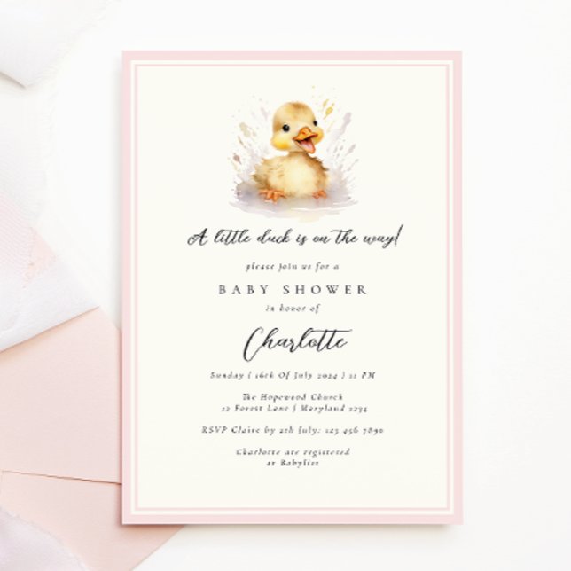 Pastel Rosa Little Anka Baby Shower Inbjudningar (Skapare uppladdad)