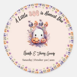 Pastel Rosa Little Boo Halloween Baby Shower Runt Klistermärke