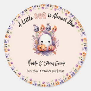 Pastel Rosa Little Boo Halloween Baby Shower Runt Klistermärke