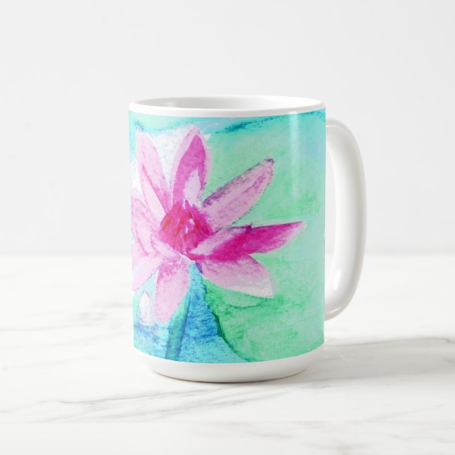 Pastel Rosa Lotus Flowers Watercolor Kaffemugg (Framsida höger)