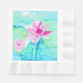 Pastel Rosa Lotus Flowers Watercolor Pappersservett