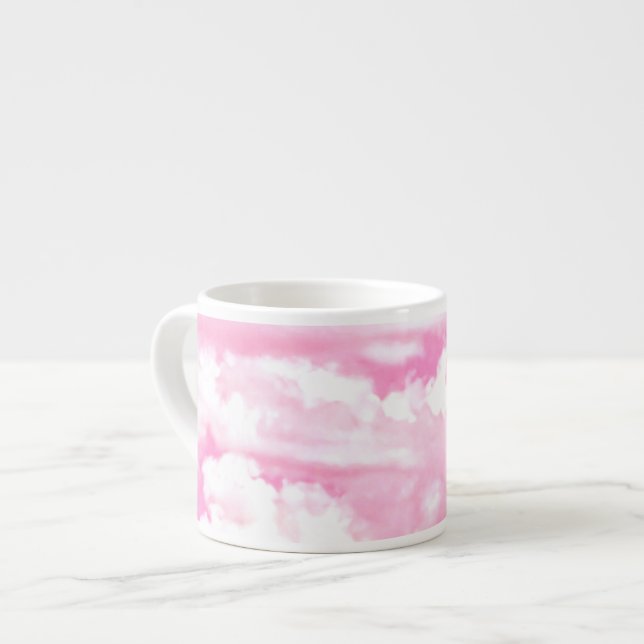 Pastel Rosa Lycklig Clouds Dekoration Espressomugg (Framsida vänster)