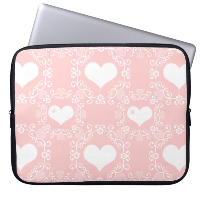 Pastel Rosa med White Hearts Electronics Sleeves (Framsidan)