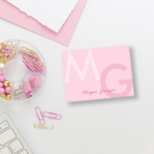 Pastel Rosa Minimal Clean Modern stort monogram Post-it Block