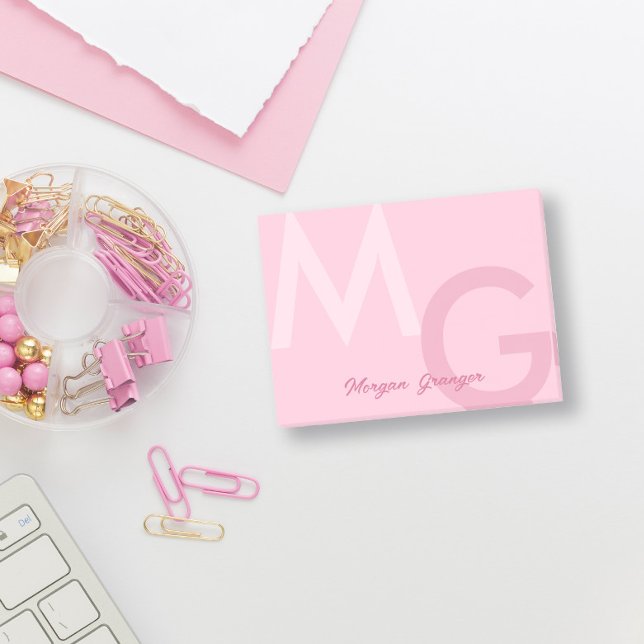 Pastel Rosa Minimal Clean Modern stort monogram Post-it Block (Skapare uppladdad)