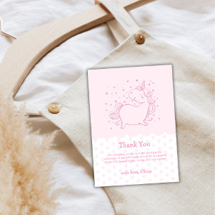Pastel Rosa Modern Polka Dot Unicorn Baby Shower Tack Kort