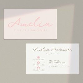 Pastel Rosa Modern Professionell Social Media Visitkort