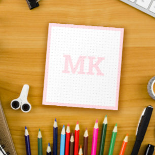 Pastel Rosa Monogram Dot Grid Anteckningsblock