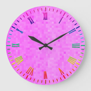 Pastel Rosa Mosaic, Stor Wall Clock Klocka