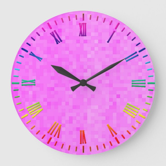 Pastel Rosa Mosaic, Stor Wall Clock Klocka (Framsida)
