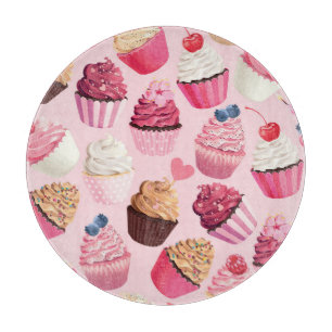 Pastel Rosa Muffins: Vintage Mönster.