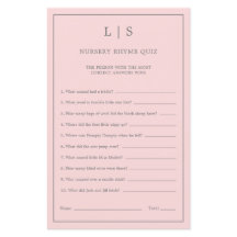 Pastel Rosa Nursery Rhyme Quiz Baby Shower Game