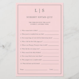 Pastel Rosa Nursery Rhyme Quiz Baby Shower Game