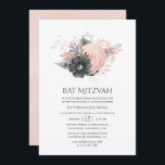 Pastel  Rosa och Blommigt av kol Bat mitzvah Inbjudningar<br><div class="desc">Rustisk  rosa och kolsvart vintage,  vattenfärgad blommigt bat mitzvah inbjudan med nyanser från ro guld.</div>