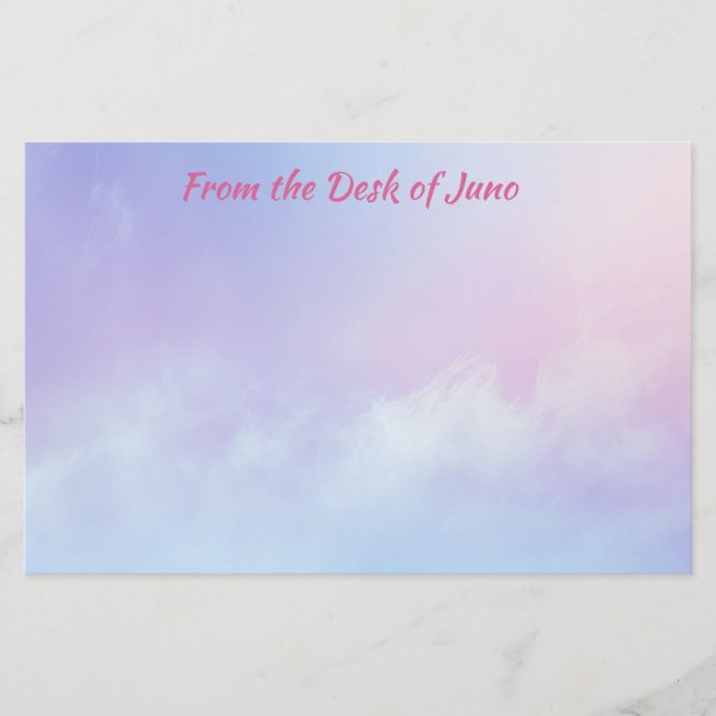 Pastel Rosa och Blue Cloud Background Brevpapper (Framsida)