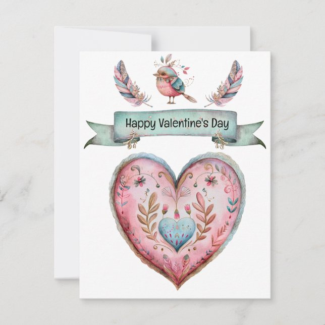 Pastel Rosa och Blue Heart Anteckningskort (Framsida)