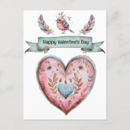 Pastel Rosa och Blue Heart Vykort