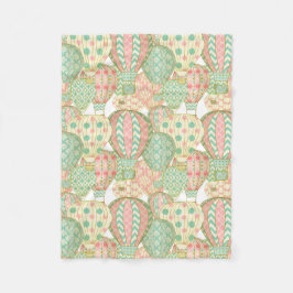 Pastel Rosa och Blue Luftballong Mönster Fleecefilt