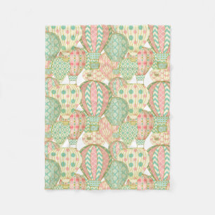 Pastel Rosa och Blue Luftballong Mönster Fleecefilt