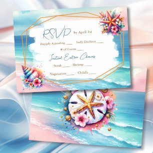 Pastel Rosa och Blue Ocean View-Bröllop OSA Inbjudningar