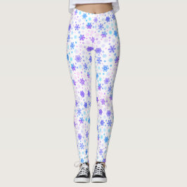 Pastel Rosa och Blue Snöflingor Elegant White Leggings