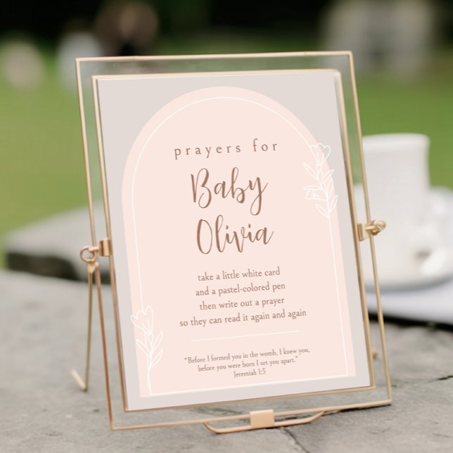 Pastel Rosa och Copper Brown Prayers for Baby Sign Poster (Skapare uppladdad)
