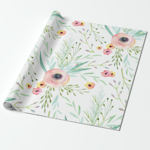 Pastel Rosa och Coral Vår Blommigt Presentpapper