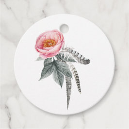 Pastel Rosa och Grått Boho Blommigt Gåvor Etiketter