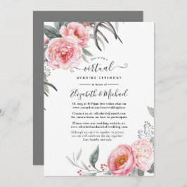 Pastel Rosa och Grått Boho Blommigt Virtuellare Br Inbjudningar