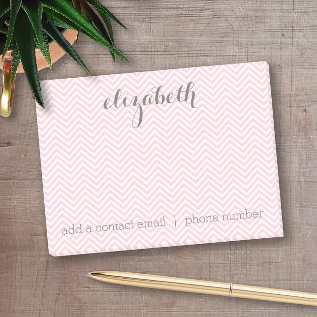 Pastel Rosa och Grått Stationery Suite for Women Post-it Block (Personalized Post-it notes - add your name and other text)