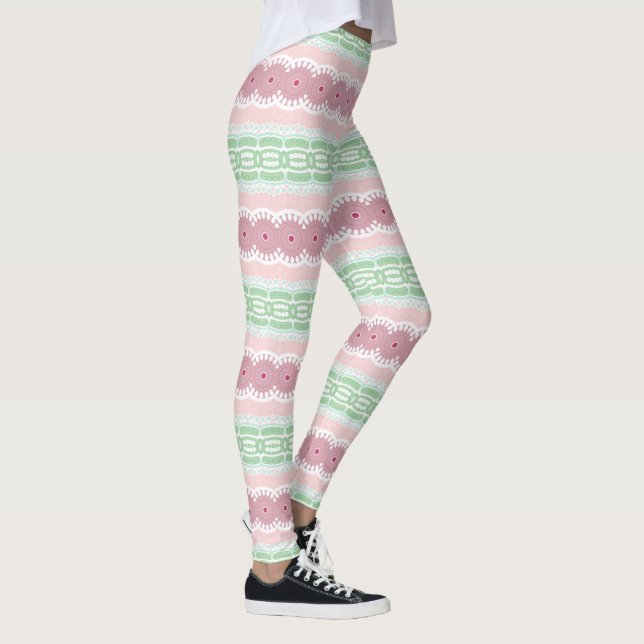 Pastel Rosa och Grönt Mandala Leggings (Höger)