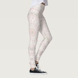 Pastel Rosa och Grönt Mandala Mönster Design Leggings