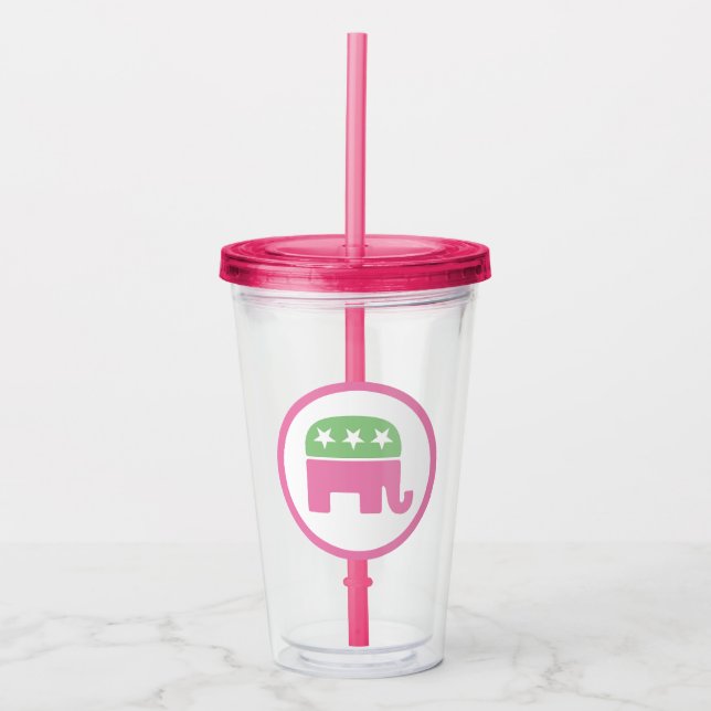 Pastel Rosa och Grönt Republican Elephant Take Away Mugg (Framsida)