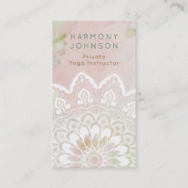Pastel Rosa och Grönt White Mandala Serene Visitkort