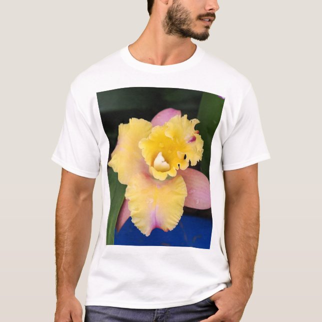 Pastel Rosa och Gult Orchid T Shirt (Framsida)