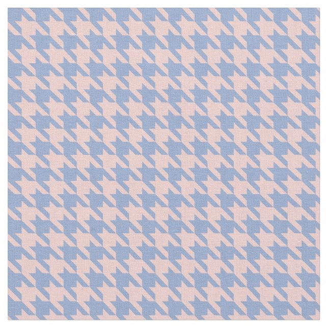 Pastel Rosa och Himlar Blue Houndstooth Tyg (Närbild)