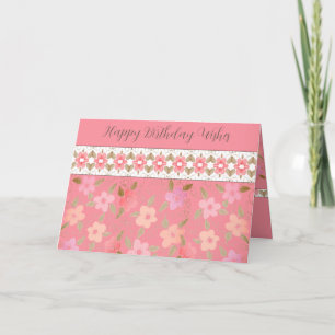 Pastel Rosa och Peach Grattis på födelsedagen Card Tack Kort